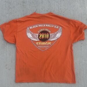 Harley Davidson Sturgis South Dakota T Shirt Size XL Motorcycle 2010 Orange